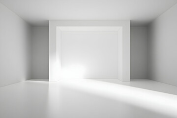Obraz premium Minimalist White Room with Illuminated Walls and Floor Space