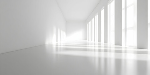 Fototapeta premium Bright and Spacious Minimalist Interior with Natural Light Windows