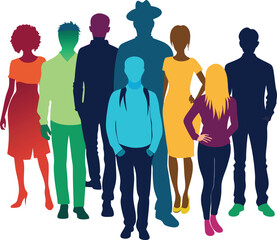 Fototapeta premium Silhouettes of diverse people representing community and collaboration