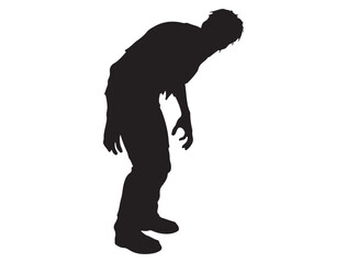 ZOMBIE SILHOUETTE WHITE BACKGROUND