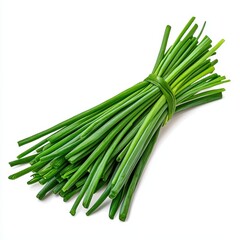 Fototapeta premium Fresh Green Chives Bunch Isolated on White Background