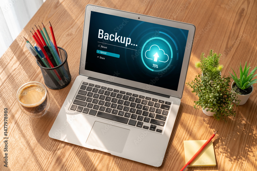 Poster backup storage data internet technology business concept. database storage cloud technology file dat
