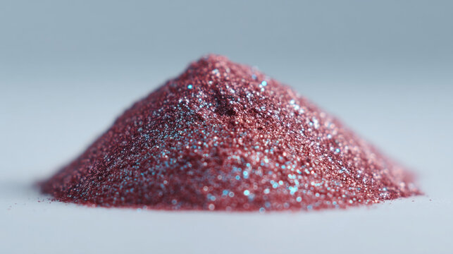 Shimmering rose-hued glitter dust, evocative of cosmic enchantment and Diwali sparkle, suggests alchemy's whimsical illusions and festive magic