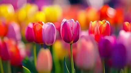 vibrant tulip field in Netherlands