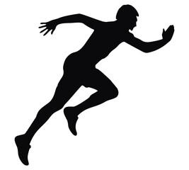 Active running man silhouettes, vector illustration