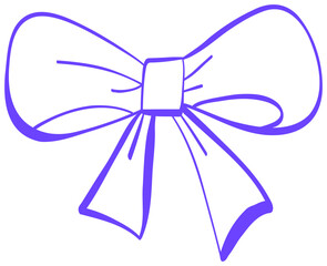 illustration of purple ribbon bow sticker with clean lines and minimalist style.