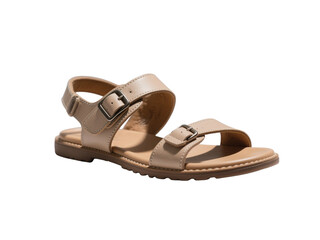 Leather sandal with buckles for women, transparent background