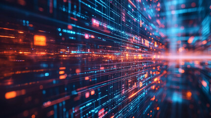 Abstract technology background with data stream network digital innovation and connection concept