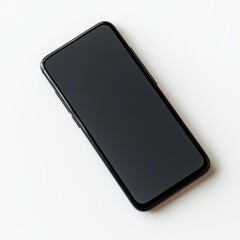 Black Smartphone with Blank Screen on White Background