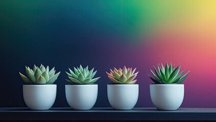 Fototapeta premium Colorful Succulents on Shelf.