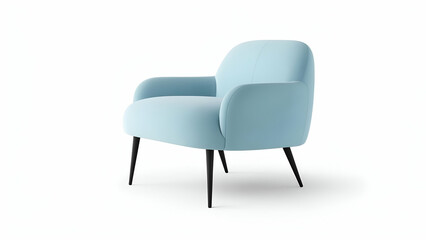 Fototapeta premium Light Blue Armchair on White Background