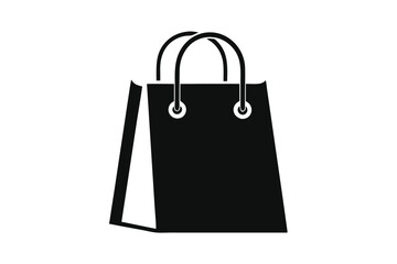 Silhouette of Shopping Bag with Handles, Symbolizing Retail and Commercial Activity