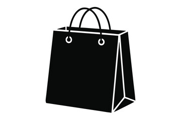 Stylized Black Shopping Bag Illustration Rectangular Form with Handles for Commerce and Retail