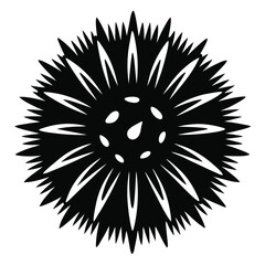 Striking Silhouette of a Spiky Black Floral Shape with Central Elliptical Markings
