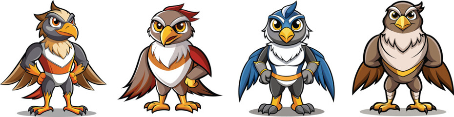 Powerful Falcon Character Design Isolated on Clean White