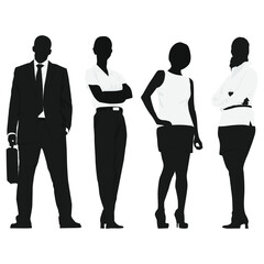 silhouette of girls and boys standing