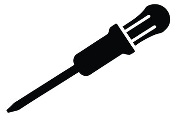 Black Slotted Screwdriver Icon Hand Tool for Fastening Screws in Home Repairs and Construction