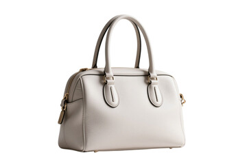 Naklejka premium Elegant ivory leather handbag, fashion style, transparent background