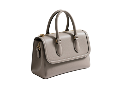 Elegant Gray Leather Handbag, Transparent Background - Powered by Adobe