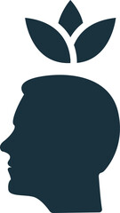Human head silhouette with growing plant symbolizing mindfulness and personal growth