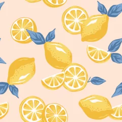 Gardinen Küche Muster  Lemon fruit seamless pattern. Exotic summer wallpaper.  © good_mood