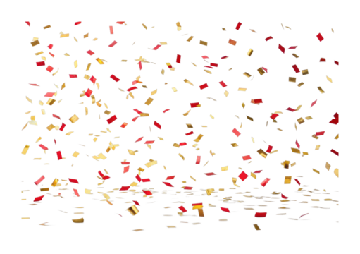 PNG Golden and red confetti falling in celebration event