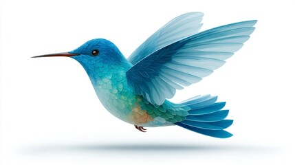 Obraz premium Vibrant Blue Bird in Flight with Detailed Feathers and Extended Wings Perfect for Nature and W