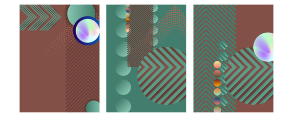 Set Bright juicy Bottle Green colors Fresh modern background with geometric elements, lines and dots for text, universal design, banner concept business