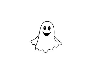 Adorable Smiling Ghost Cartoon Vector Cute Halloween Clipart for Kids, Party Decor, Invitations & Spooky Fun Designs.