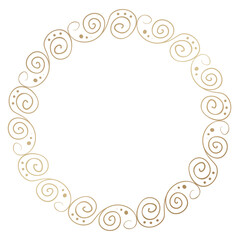 ornate round gold guard frame with floral elements, isolated on a transparent background
