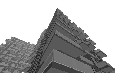 Naklejka premium Abstract architectural building 3d rendering