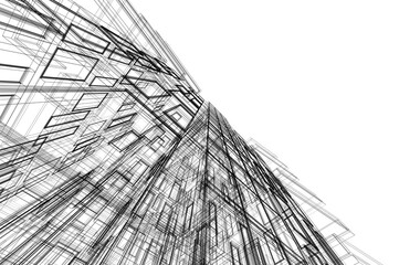 Abstract architectural building 3d rendering