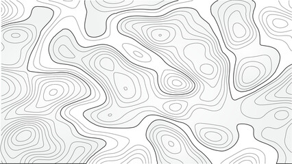 Stylized Elevation Map –Wavy Line Topography – Mountain Relief Vector Background. Abstract Terrain Contours – Editable Vector Map Illustration. Modern Geographic Design Background.