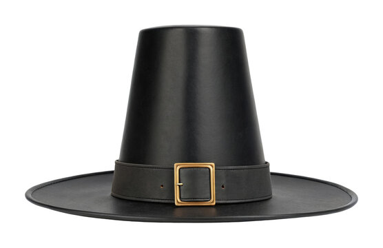 PNG Classic pilgrim hat with gold buckle iconic historical accessory