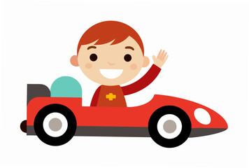 Fototapeta premium little boy driving car