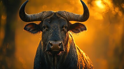 indian gaur close-up at nagarhole sunset