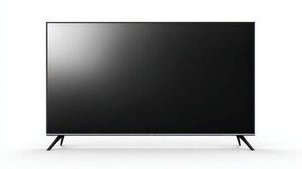 Naklejka premium Modern flat screen television on a white background, showcasing sleek design and minimalistic features for contemporary living spaces and home entertainment setups