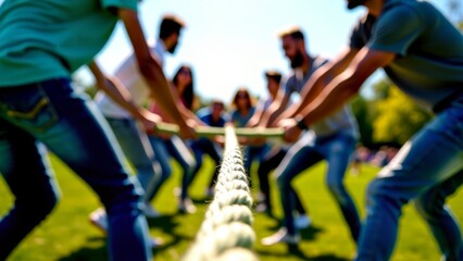 tug of war team building in park