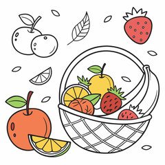vector illustration of fruits coloring pages