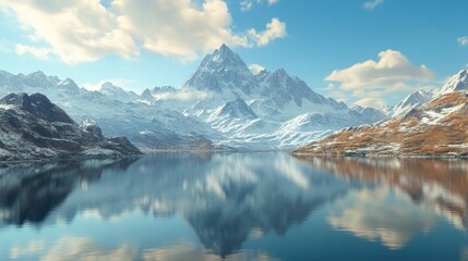 Fototapeta premium Serene lake reflection of cloudscape