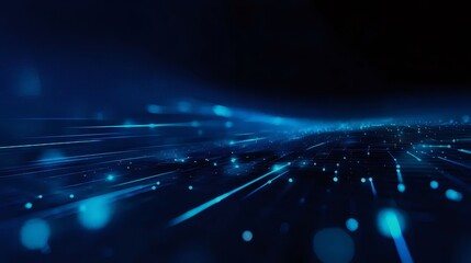 Abstract Blue Technology Background with Glowing Light Streaks Digital Network Connection Futuristic Design and Cyber Space Visualization