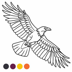 vector illustration of an eagle bird coloring page