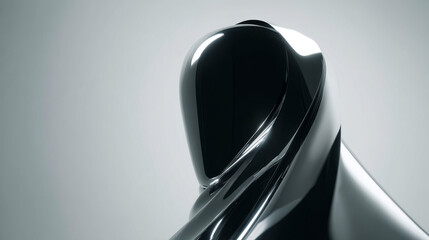 A sleek black figure draped in a glossy material, symbolizing modern design and innovation.