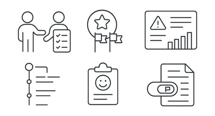 Line style icons of community transparency practices: welcome with rules icon, visible flag counts badge, safety notice panel, daily active users chart, changelog timeline, platform mood report,