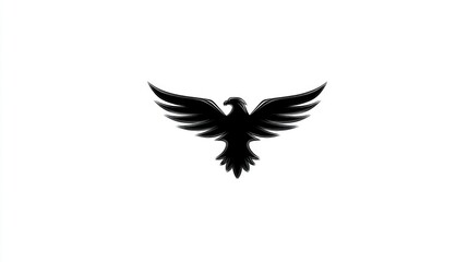 Obraz premium Silhouette of a Soaring Bird with Spread Wings Ideal for Logos Emblems and Graphic Design El