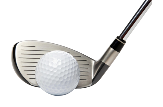 PNG Close-up of golf club head striking golf ball for precision shot