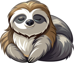 Sleepy Sloth: This adorable illustration depicts a sloth with closed eyes, a serene expression, and a contented smile, capturing the essence of slothful relaxation. 