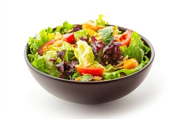Fresh Green Salad with Tomatoes and Nuts in a Bowl