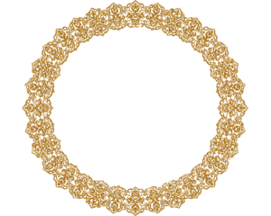 Golden mandala ornament frame isolated on a transparent background