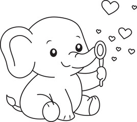 Cute adorable cartoon elephant coloring pages vector illustration for kids and adult